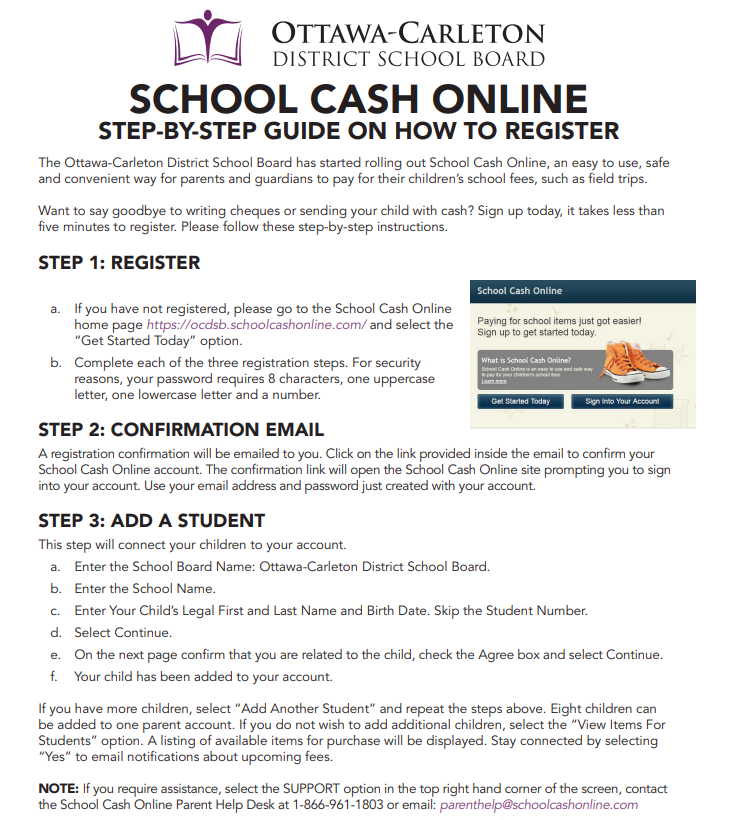 School Cash Online Registration Instructions